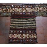 A Persian Mafrash Kilim, geometric and banded weave. L.137xW.93cm (longest 173cm)