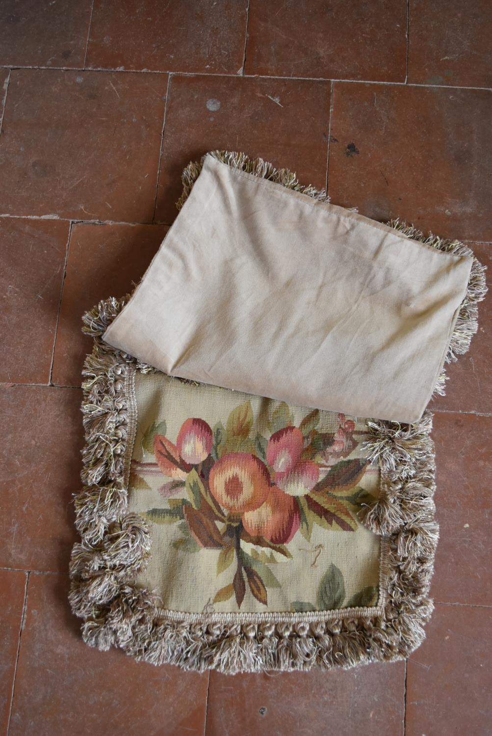 Pair of Aubusson style cushion covers with fruit and leaf design. L.40xW.45cm - Image 4 of 5