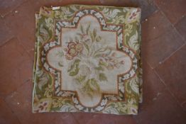 A pair of Aubusson style floral design cushion covers. L.52xW.52cm