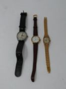 Three vintage watches including a Montine Incabloc, 17 jewels goldtone textured watch in Montaine