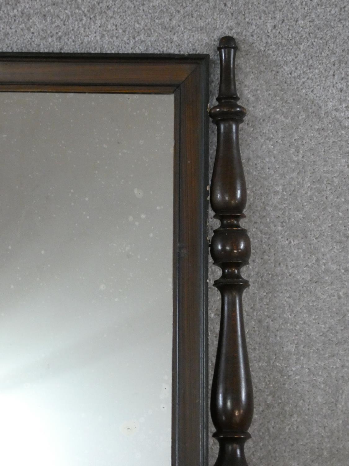 A 19th century Continental burr elm swing toilet mirror with drawer fitted to the base with original - Image 2 of 9