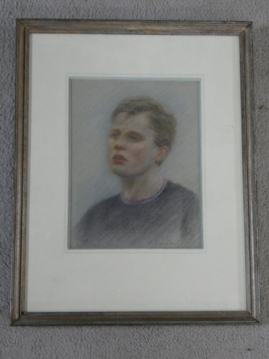 A framed and glazed pastel head and shoulders study and a similar of a seated figure. H.64xW.39cm - Image 8 of 11