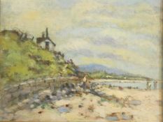 Harold Harris Jones (1908-1991) a gilt framed and glazed oil on board, Seascale Cumbria, signed