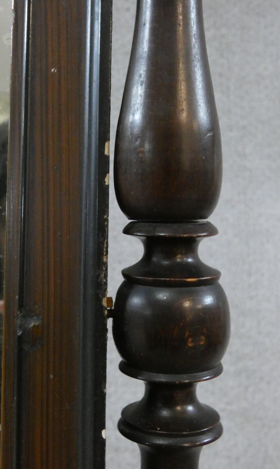 A 19th century Continental burr elm swing toilet mirror with drawer fitted to the base with original - Image 6 of 9