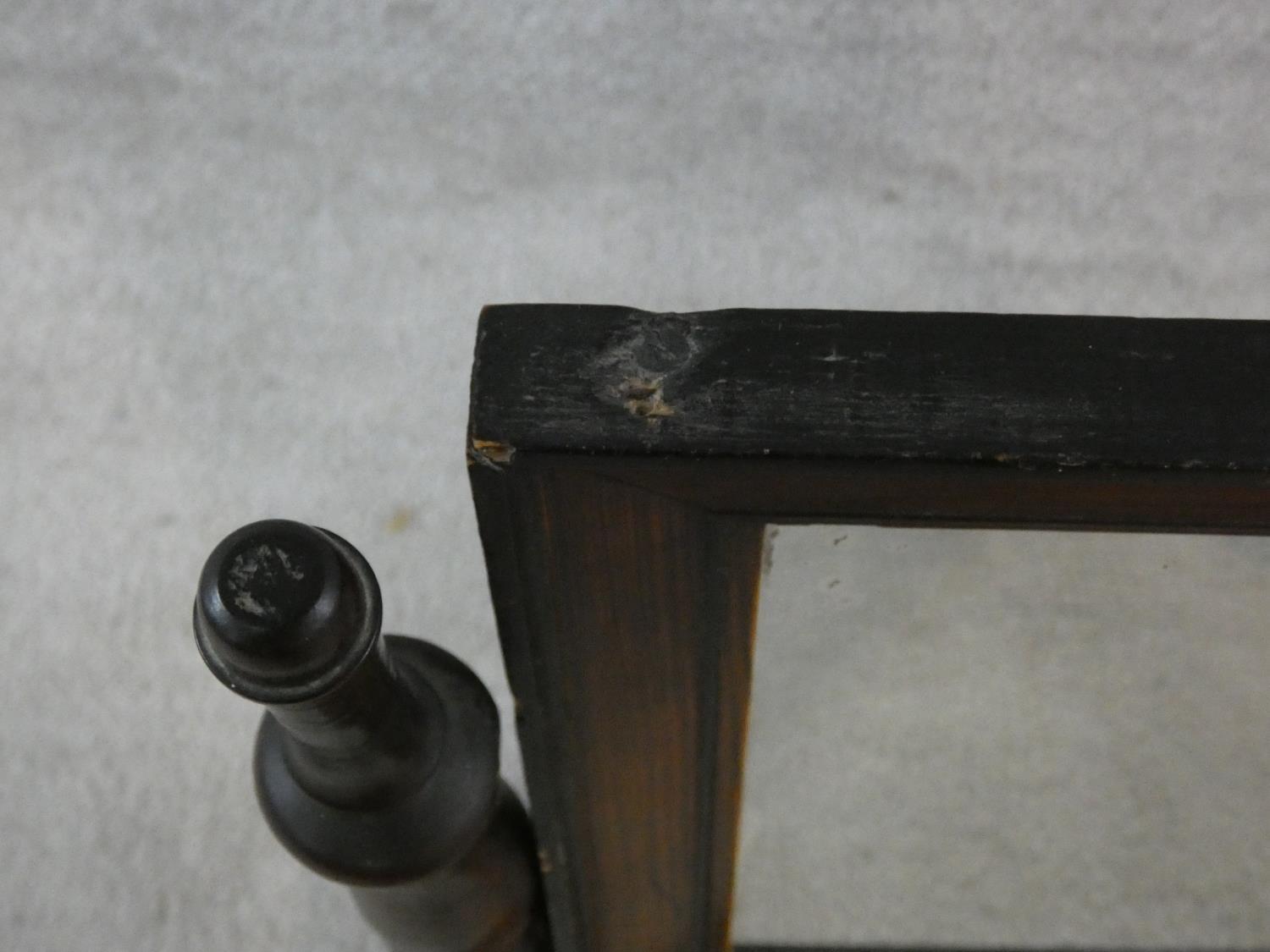 A 19th century Continental burr elm swing toilet mirror with drawer fitted to the base with original - Image 8 of 9