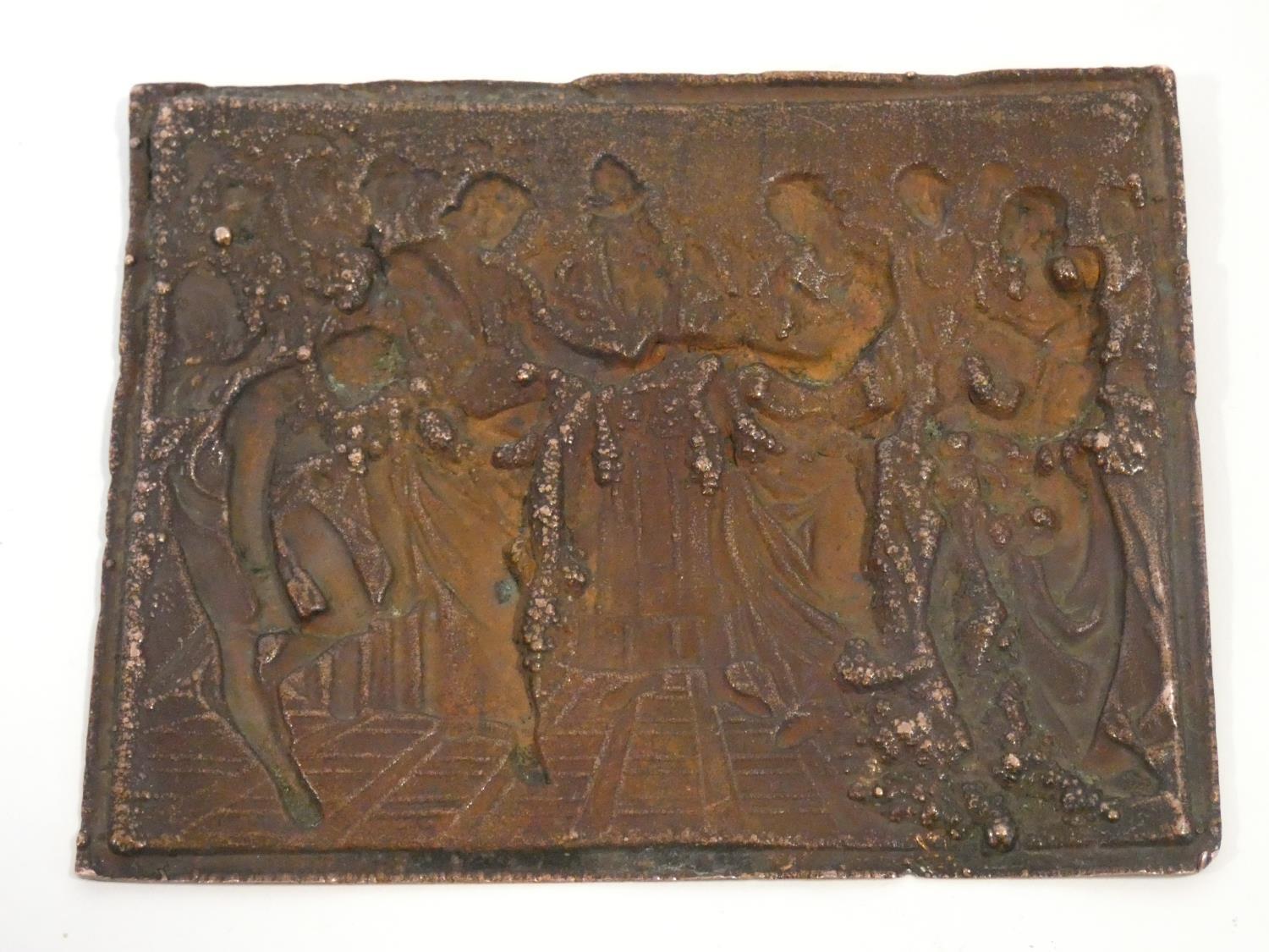 A late 18th century/early 19th century copper repousse plaque with religious scene. Intricately - Image 3 of 3