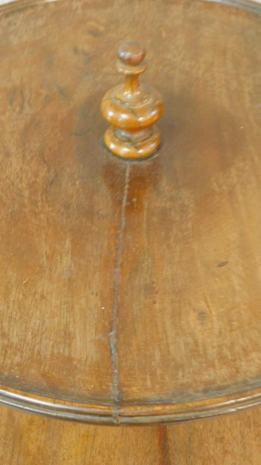 A 19th century mahogany two tier dumb waiter with turned finial to the top and central column on - Image 6 of 9