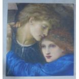 A large print laid on board, a detail from Love Among the Ruins by Edward Burne-Jones. H.190xW.178cm