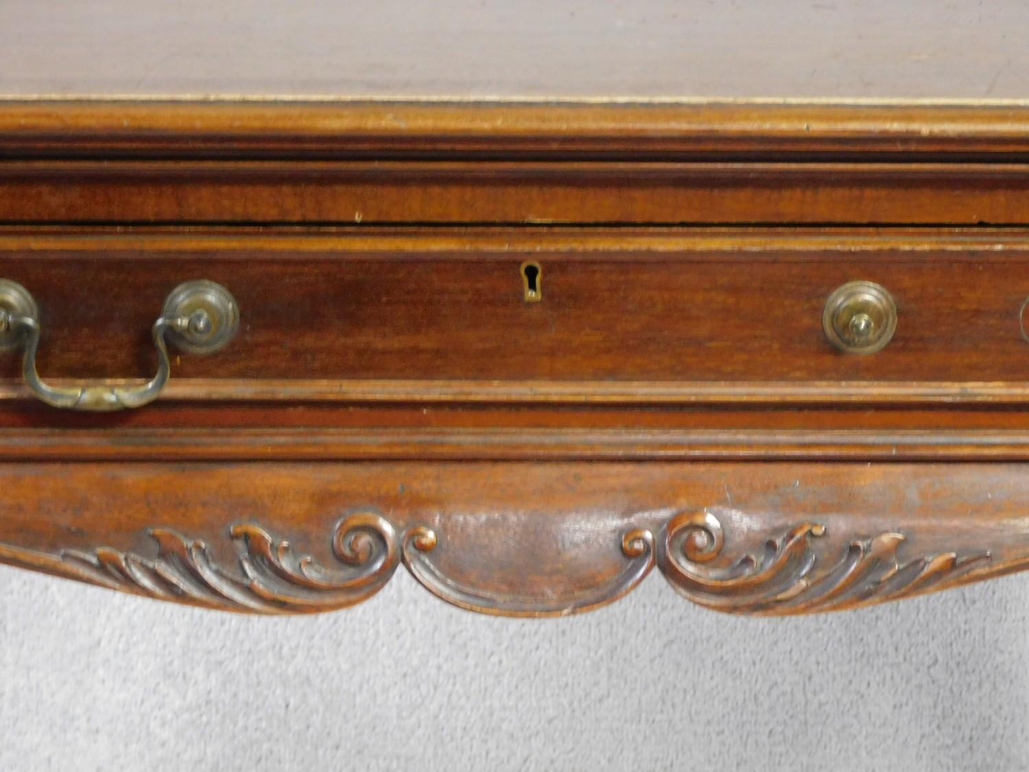 A 19th century mahogany side table in the Irish Georgian style with frieze drawer above carved - Image 7 of 8