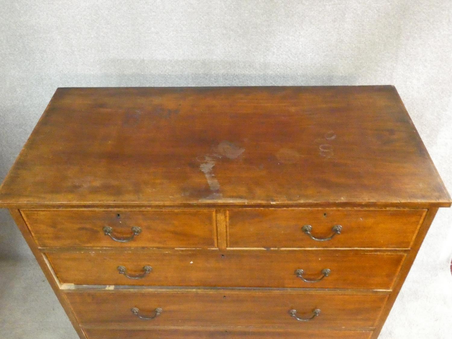 An Edwardian mahogany and satinwood with ebony inlaid chest of two short over three long drawers - Image 4 of 6