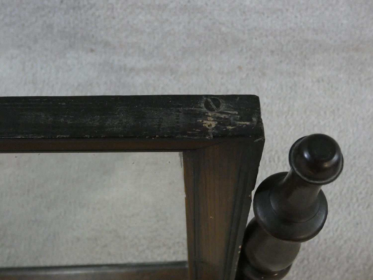 A 19th century Continental burr elm swing toilet mirror with drawer fitted to the base with original - Image 9 of 9