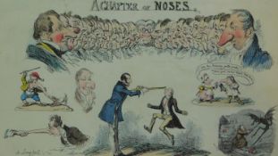 A framed and glazed hand coloured etching 'A Chapter of Noses', 1834 by George Cruikshank 34x42cm