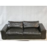 A vintage style brown leather down filled Collins & Hayes leather upholstered three seater sofa.