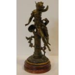 A 19th century French spelter figure, young girl in flowing robes with plaque marked Papillon on a