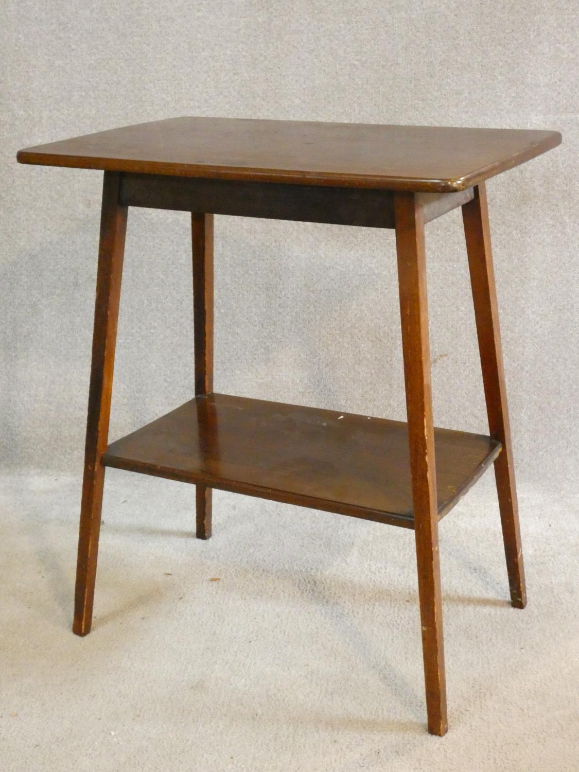 An Edwardian mahogany occasional table with splayed square tapering supports united by undertier. - Image 2 of 5