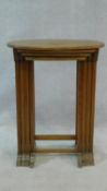 A set of four mahogany and satinwood graduating occasional tables. H.72,5xW.56xL.38cm