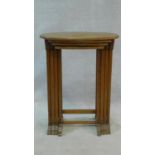 A set of four mahogany and satinwood graduating occasional tables. H.72,5xW.56xL.38cm