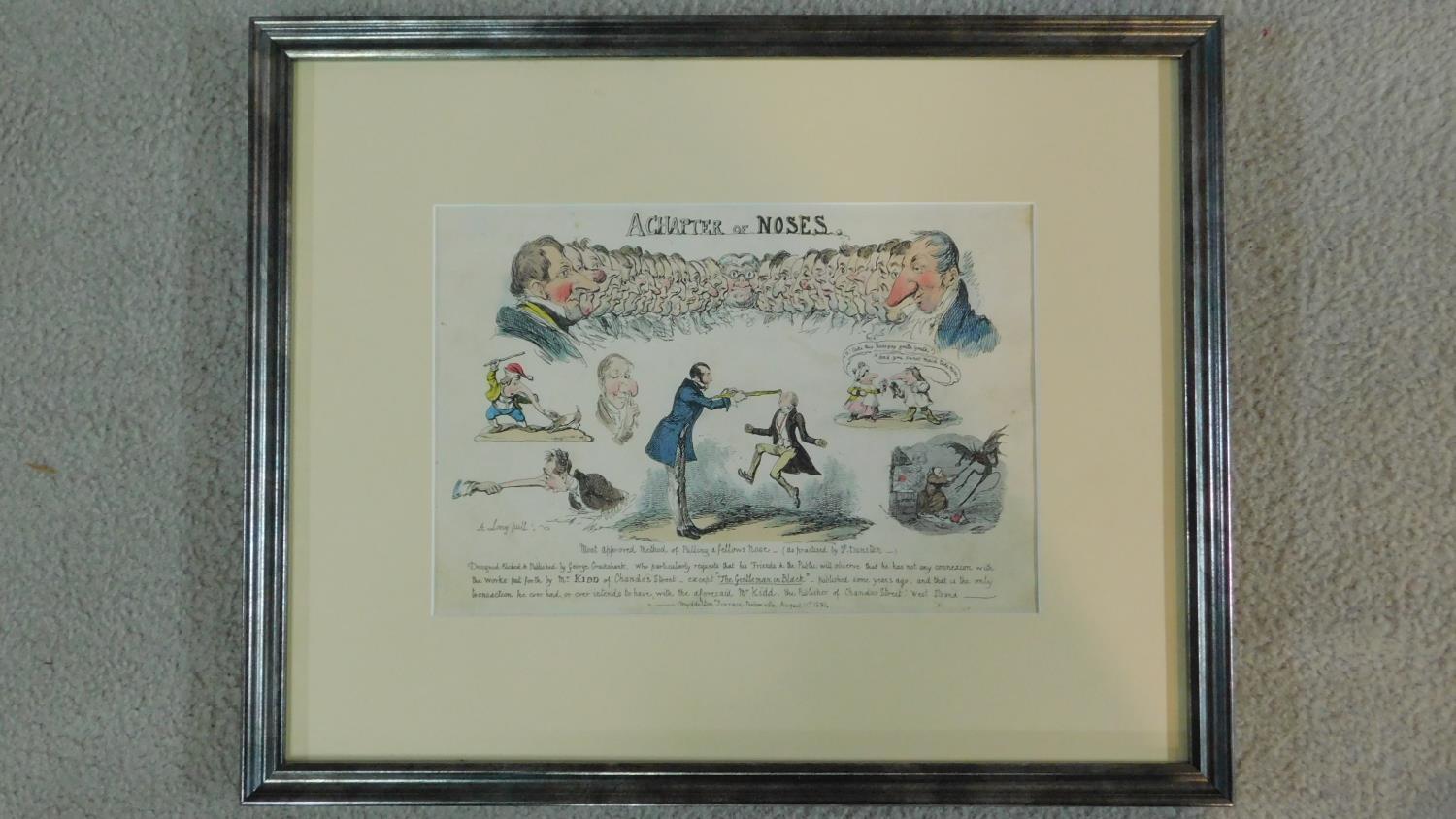 A framed and glazed hand coloured etching 'A Chapter of Noses', 1834 by George Cruikshank 34x42cm - Image 3 of 5