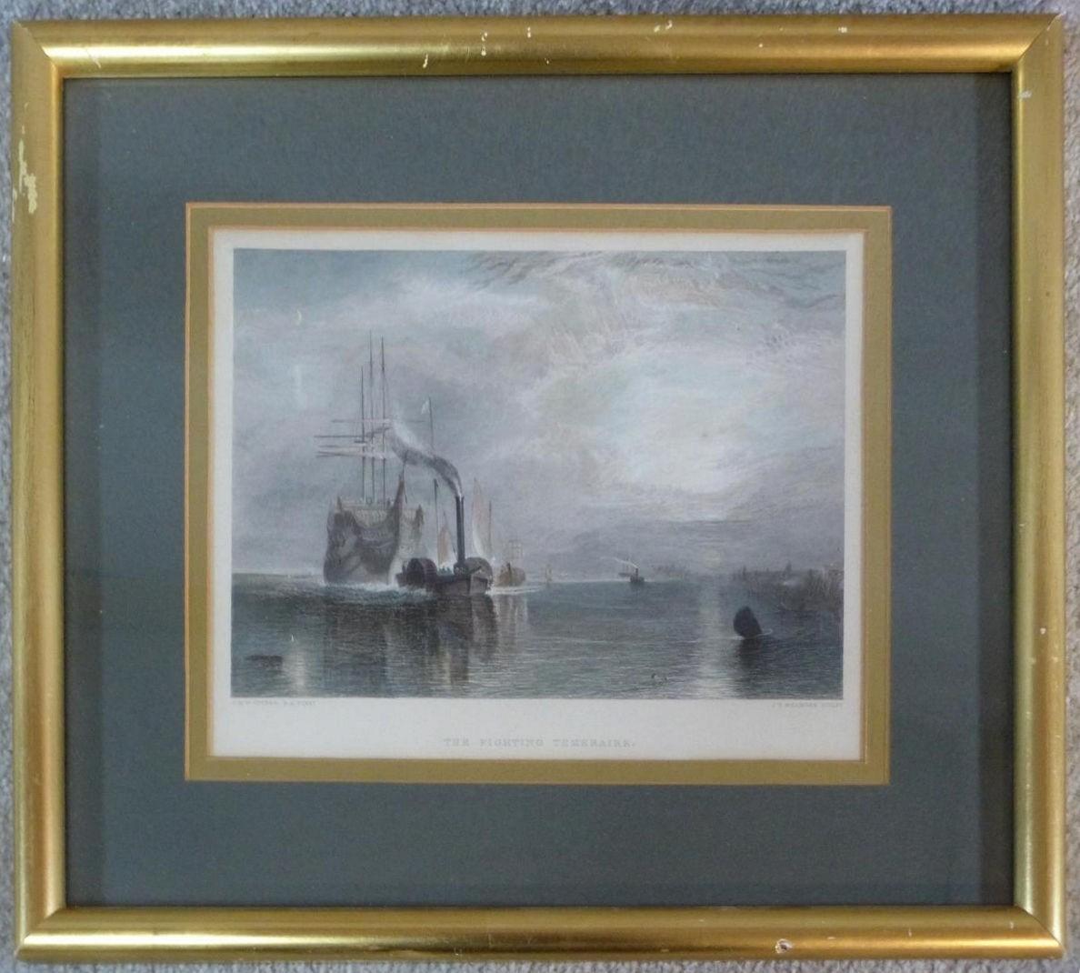 After Turner, The Fighting Temeraire, a 19th century framed and glazed hand coloured engraving, J - Image 2 of 5