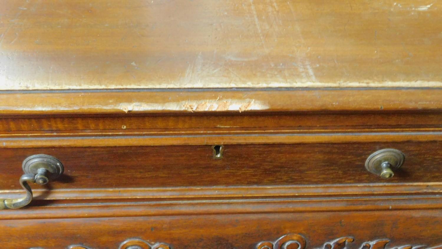 A 19th century mahogany side table in the Irish Georgian style with frieze drawer above carved - Image 8 of 8