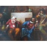 A gilt framed oil on canvas, medieval court scene, signed Gabris. H.74xW.105cm