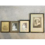 Four 19th century framed and glazed prints, noblewomen, one from the gallery of Florence and one