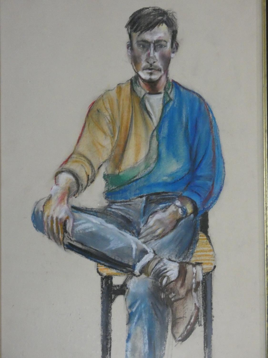 A framed and glazed pastel head and shoulders study and a similar of a seated figure. H.64xW.39cm - Image 2 of 11