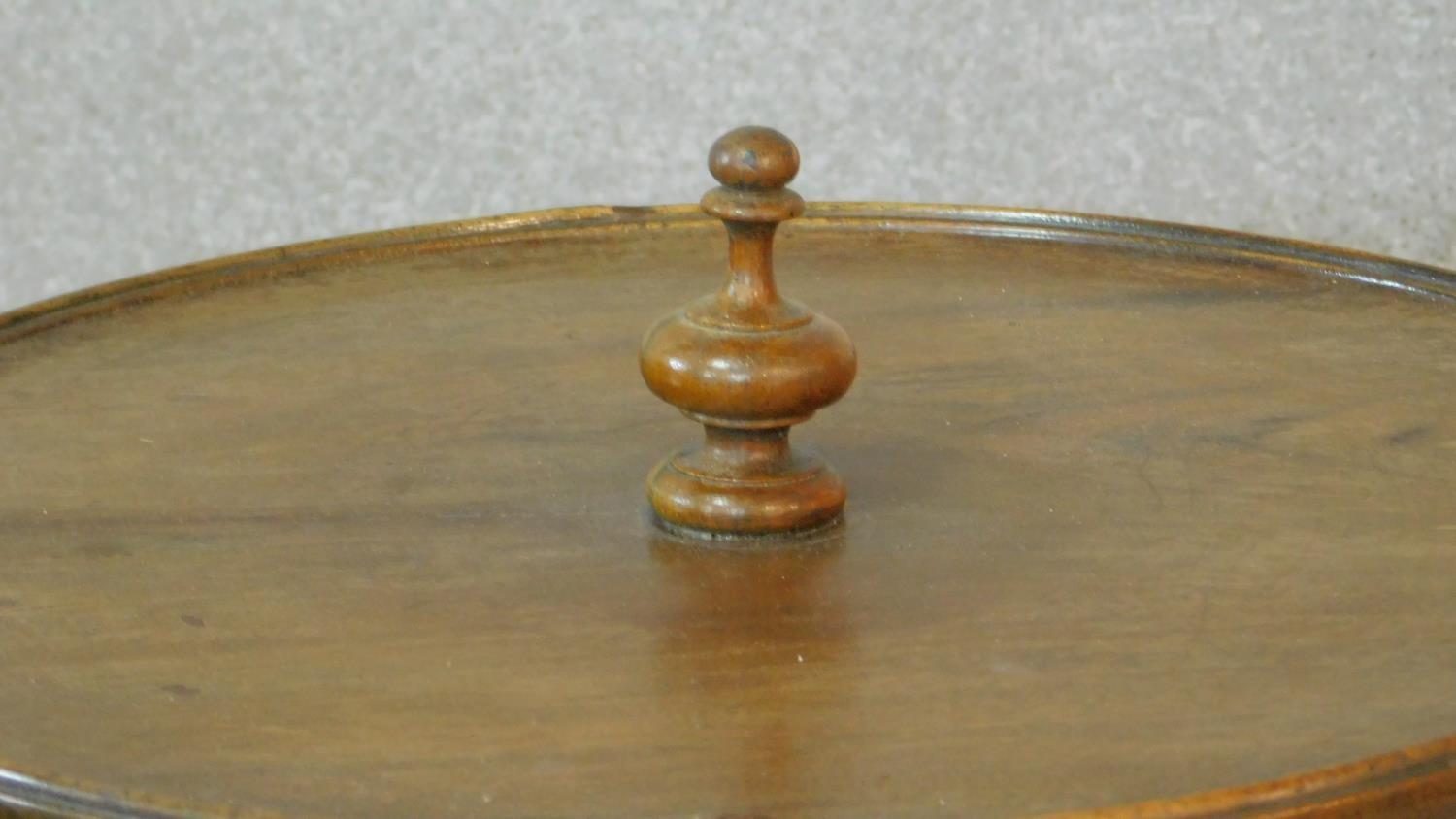 A 19th century mahogany two tier dumb waiter with turned finial to the top and central column on - Image 3 of 9