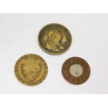 A collection of antique coins. Including a Victorian two metal One Penny Model coin, 1790 George III