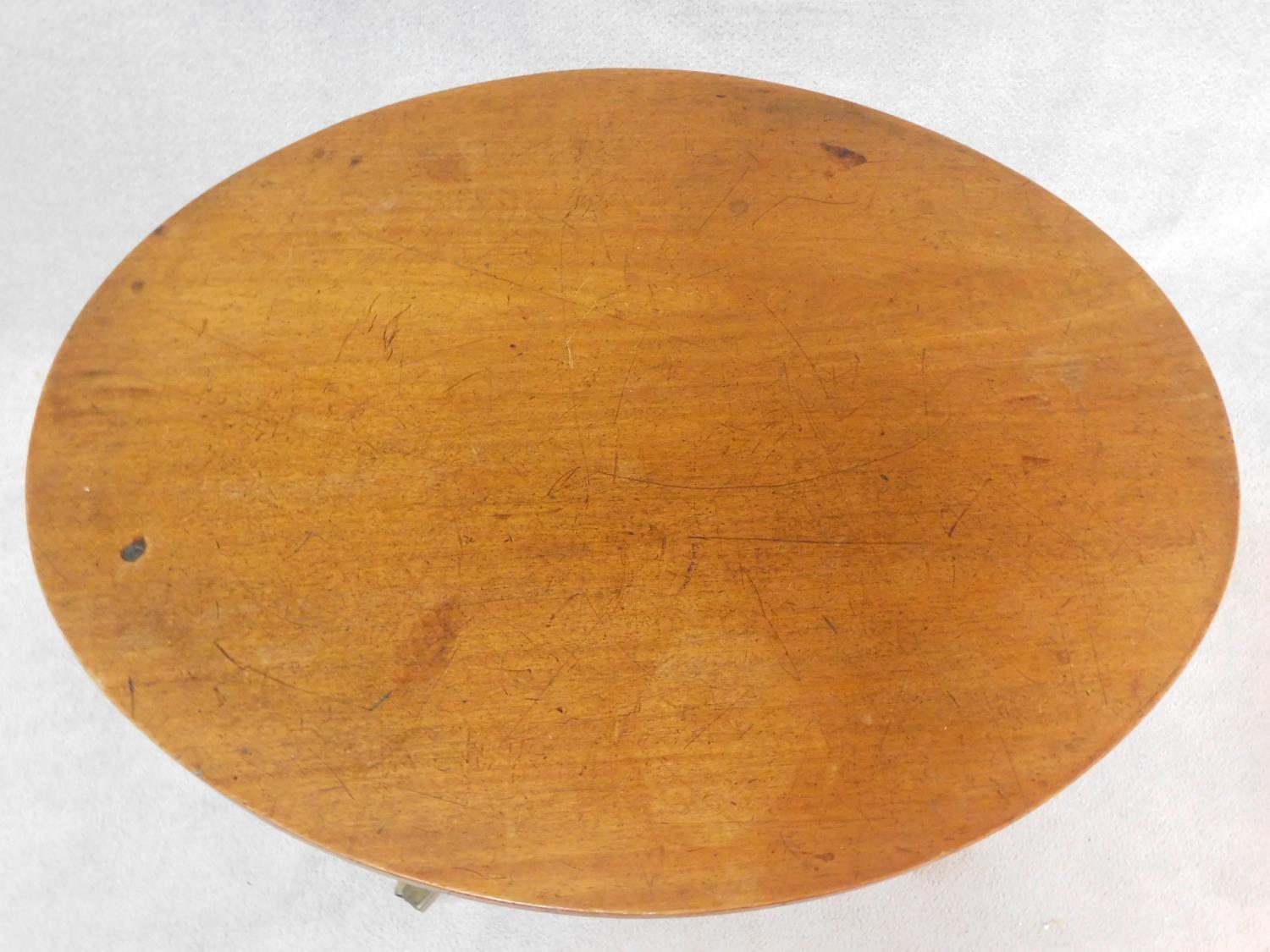 A 19th century mahogany tilt top tea table on swept quadruped supports terminating in brass cap - Image 2 of 5