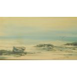 A framed and glazed watercolour, seascape, indistinctly signed, dated '81. 73x38cm