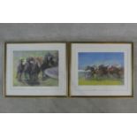 A pair of framed and glazed limited edition prints by Constance Halford-Thompson, 2/25 All Out and