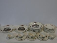 A part dinner service with floral decoration, Obernai Faienceries Sarreguemines to include dinner