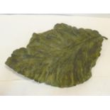 A very large bronze dish intricately modelled in the form of a leaf. W.64cm