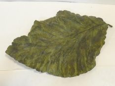 A very large bronze dish intricately modelled in the form of a leaf. W.64cm