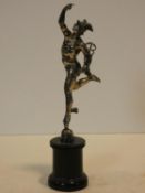 After Giambologna, a late 19th silver plated figure of Mercury the winged messenger on a cherub face