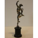 After Giambologna, a late 19th silver plated figure of Mercury the winged messenger on a cherub face