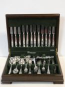 A cased canteen of Elkington and Co silver plate cutlery, Community by Oneida. 41x33cm