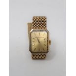A 9ct gold vintage ladies Swiss Bueche Girod quartz watch, the octagonal signed dial with baton