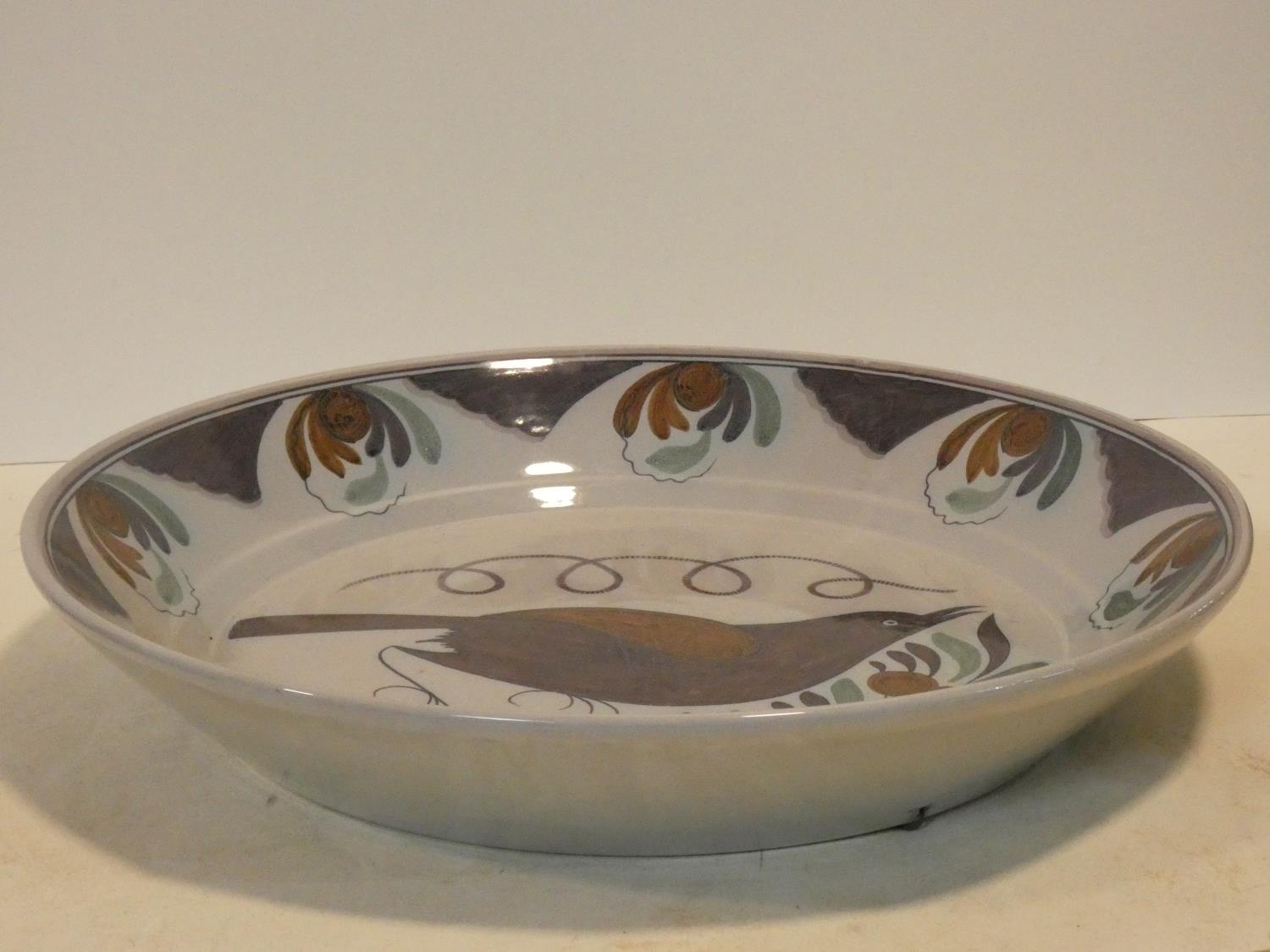 A charger with central nautilus decoration, signed R Mack and a Portuguese lustre glazed shallow - Image 4 of 9