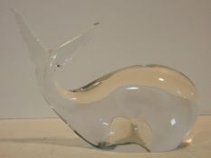 A stylised glass Murano figure of a whale by V Nason and C. H.22 W.30 D.12cm