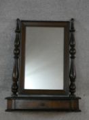 A 19th century Continental burr elm swing toilet mirror with drawer fitted to the base with original