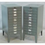 A pair of metal A4 documents filing cabinets. H.74 W.31 D.46cm