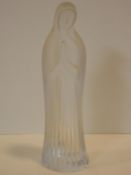 A Lalique frosted glass figure of the standing Madonna praying with Cristal Lalique Paris label to