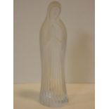 A Lalique frosted glass figure of the standing Madonna praying with Cristal Lalique Paris label to