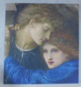 A very large print laid on board, a detail from Love Among the Ruins by Edward Burne-Jones. H.