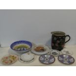 A collection of antique ceramics. Including two Oriental hand painted plates, a Hovis plate, various