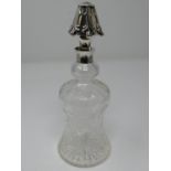 An Edwardian engraved crystal decanter with silver collar and stopper, marked Tiffany & Co,