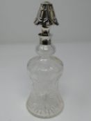 An Edwardian engraved crystal decanter with silver collar and stopper, marked Tiffany & Co,