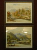 A pair of 19th century oak framed and glazed watercolours, rural scenes, unsigned. 39x31cm